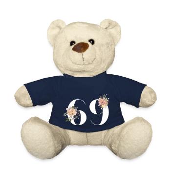 69th Anniversary Flowers (Gift of 69 years) - Teddy Bear - french navy - Front