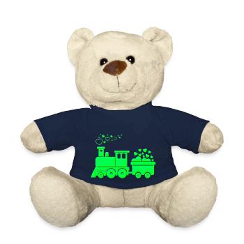 Amour heureux coeur carte Saint-Valentin vecteur Design Art - Nounours - bleu marine - Devant