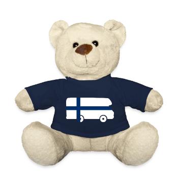 RV Finland Travel Vacation Camper Sticker - Teddy Bear - french navy - Front