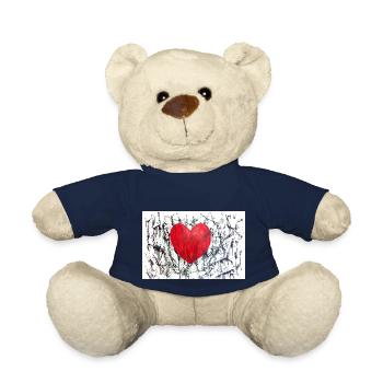 Coeur sous la pluie noire - Nounours - bleu marine - Devant