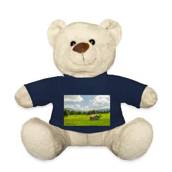 Mountain meadow with hut in front of the Alps - Teddy Bear - french navy - Front