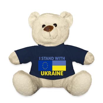 l'Europe soutiens Ukraine - je soutiens Ukraine - Nounours - bleu marine - Devant