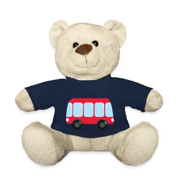 Bus Red - Teddy Bear - french navy - Front