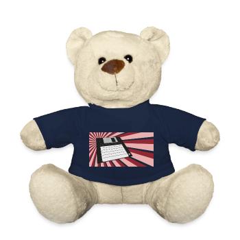 Retro Floppy, Nerd Shirt, Vintage - Teddy Bear - french navy - Front