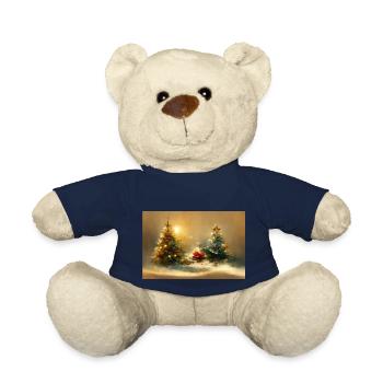 Aquarelle Arbres de Noël - Nounours - bleu marine - Devant