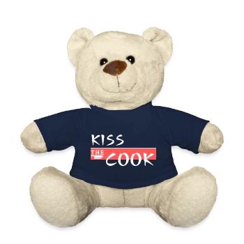 Kiss the Cook. Kiss the cook Funny saying Food - Teddy Bear - french navy - Front