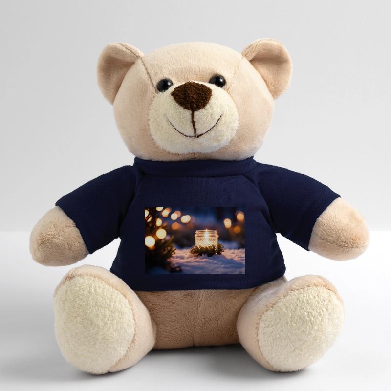 Glaskerze im Schnee Teddy