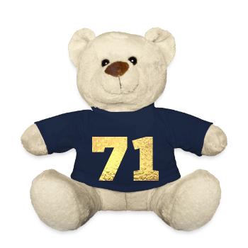 71 Gold Glitter - 71 Birthday - Teddy Bear - french navy - Front