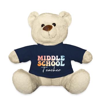 Middle School Teacher Groovy Back to School - Teddy Bear - french navy - Front