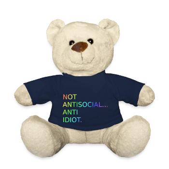 Pas antisocial anti-idiot | Dire | Drôle - Nounours - bleu marine - Devant