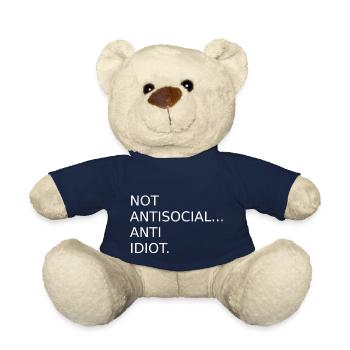 Pas antisocial anti-idiot | Dire | Drôle - Nounours - bleu marine - Devant