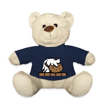 Pferd hinter Zaun versteckt Holz Mauer Stalltür - Teddy - French Navy - Vorne