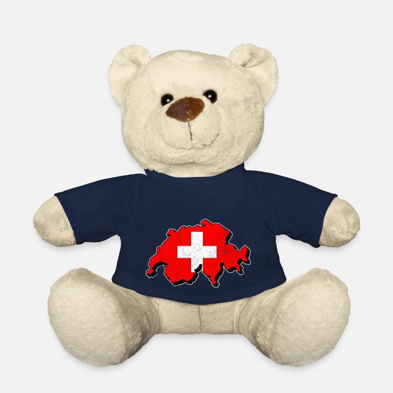 Schweiz Karte mit der schweizer Fahne - Teddy - French Navy