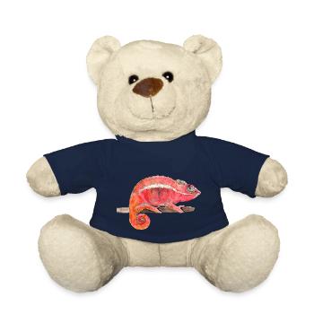 Reddish chameleon sitting on branch watercolor - Teddy Bear - french navy - Front