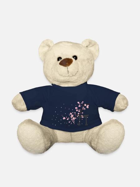 sakura yori tshirt japon fleurs de cerisier - Nounours - bleu marine