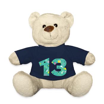 Personalized 13 Anniversary Number - Teddy Bear - french navy - Front