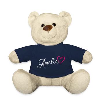 Amelia Name Vorname Herz Pink - Teddy - French Navy - Vorne