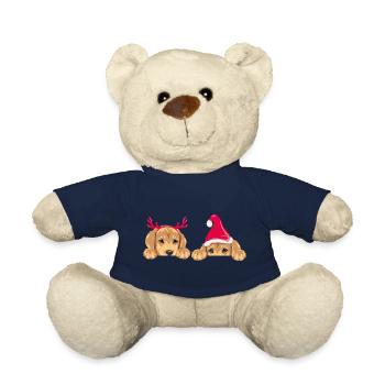 Spähende Retriever-Welpen in weihnachtlichen Accessoires - Teddy - French Navy - Vorne