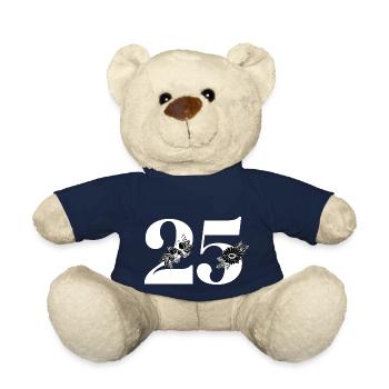 Numéro 25 floral noir -25e anniversaire floral - Nounours - bleu marine - Devant