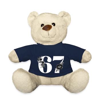 Nummer 67 Schwarze Blumen - 67. Blumengeburtstag - Teddy - French Navy - Vorne
