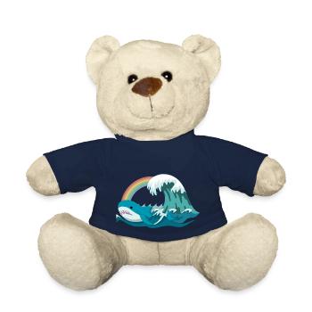 Pride Blahaj with Rainbow - Teddy Bear - french navy - Front