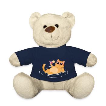 A Cat Enjoying Summer Pool Beach Vacation Beach - Teddy Bear - french navy - Front