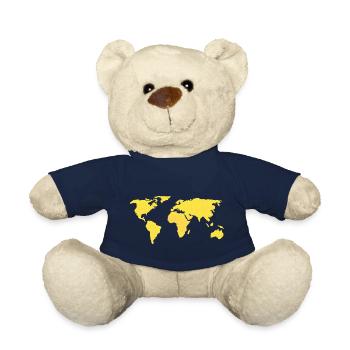World map - Teddy Bear - french navy - Front