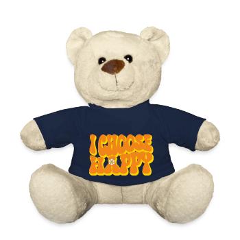I Choose Happy Funny Retro Hippie Font - Teddy Bear - french navy - Front