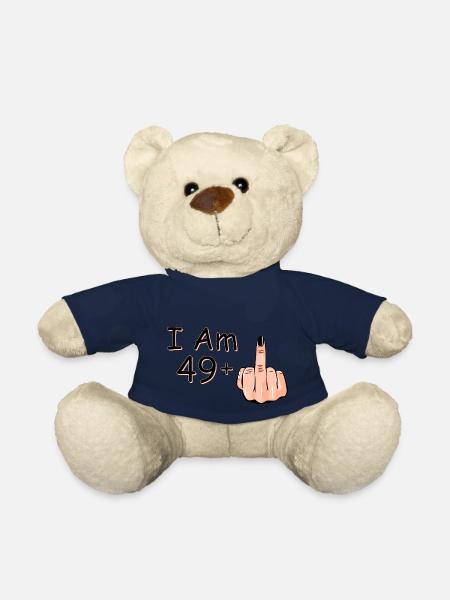 I Am 49 + 1 Middle Finger Shirt I Am 49 Plus, - Teddy Bear - french navy