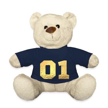 Nummer 1 Gold Glitter - 1. Jahrestag - Teddy - French Navy - Vorne
