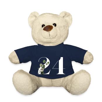 Numéro 24 floral vert -24e anniversaire floral - Nounours - bleu marine - Devant