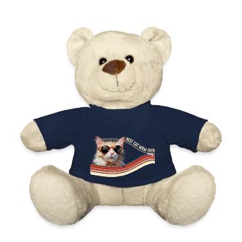 Best Cat Mom Ever - Funny Kitten with Sunglasses - Teddy Bear - french navy - Front