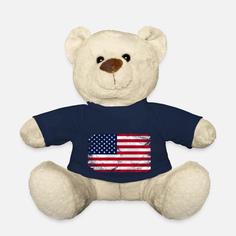 USA Flag - Vintage Look - Teddy - French Navy