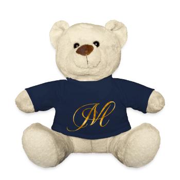 Goldener Buchstabe M im Vintage Design - Teddy - French Navy - Vorne