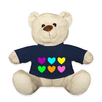 Herzen neon bunt - Teddy - French Navy - Vorne