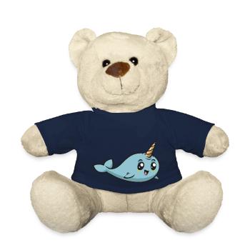 Narwhal Unicorn Whale - Teddy Bear - french navy - Front