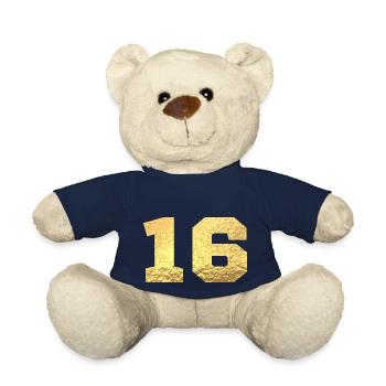 Nummer 16 Gold Glitter - 16-jähriges Jubiläum - Teddy - French Navy - Vorne