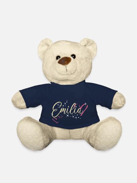 Emilia Name Vorname Kalligrafieherz - Teddy - French Navy