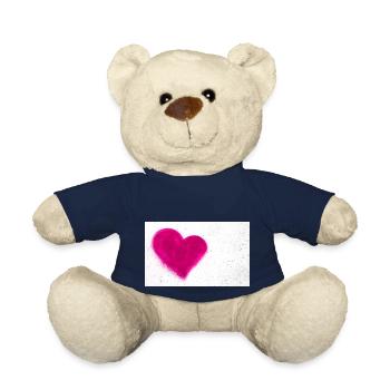 Pink heart on concrete wall - Teddy Bear - french navy - Front