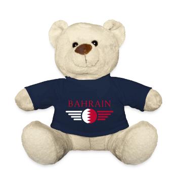 J’aime Bahreïn, T-shirt design de style élégance - Nounours - bleu marine - Devant