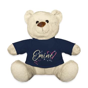 Emine surname First name Calligraphy heart - Teddy Bear - french navy - Front
