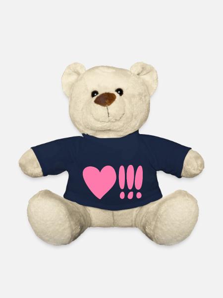 Heart with Exclamation Mark Pink - Teddy Bear - french navy