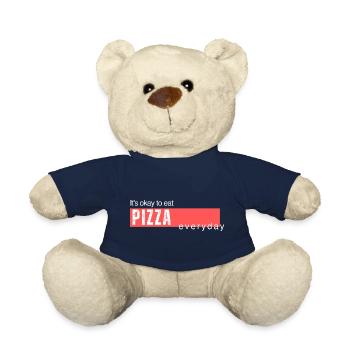 It's okay to eat pizza everyday. Funny saying - Teddy Bear - french navy - Front