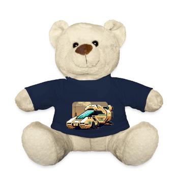 8 Bit Retro Transporter in retro Pixel Graphics - Teddy Bear - french navy - Front