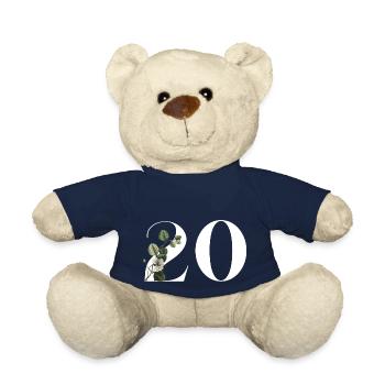 Numéro 20 floral vert -20e anniversaire floral - Nounours - bleu marine - Devant