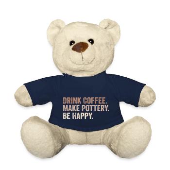 Drink Coffee Make Pottery Be Happy Coffee Pottery - Teddy Bear - french navy - Front