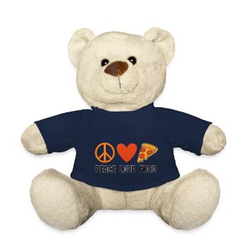 Peace Love Food – Retro Style mit Herz & Pizza - Teddy - French Navy - Vorne