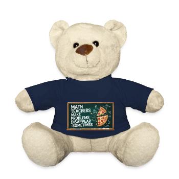 Funny Math Teacher Design Pizza & Problem Solving - Teddy Bear - french navy - Front