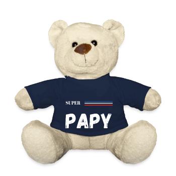 super papy - t-shirt assorti - Nounours - bleu marine - Devant