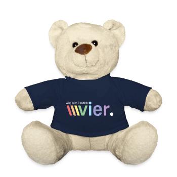 Wild, cheeky and finally four - Teddy Bear - french navy - Front